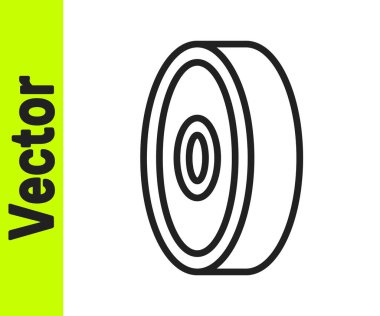 Siyah çizgi kaykay topu taşıyıcı ikonu beyaz arkaplanda izole edildi. Vektör