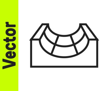 Siyah çizgi kaykay parkı simgesi beyaz arkaplanda izole edildi. Rampa seti, paten parkı için merdiven. Olağanüstü bir spor. Vektör