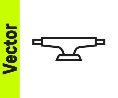 Siyah çizgi kaykay tekeri simgesi beyaz arkaplanda izole edildi. Kaykay süspansiyonu. Kaykay tekerleği. Vektör