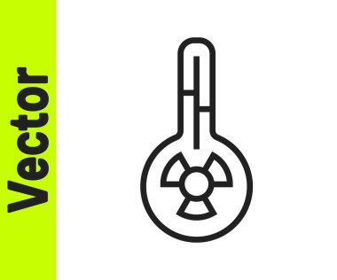 Siyah çizgi Meteoroloji termometresi beyaz zeminde izole edilmiş ısı ve soğuk ikonu ölçüyor. Termometre termometresi sıcak ya da soğuk hava gösteriyor. Vektör