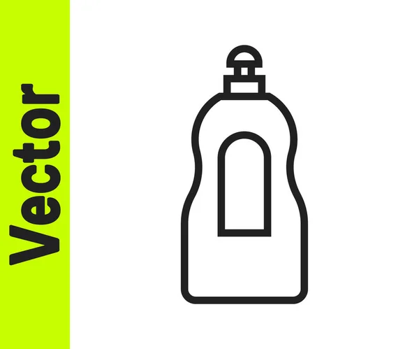Schwarze Linie Spülmittel Flasche Symbol isoliert auf weißem Hintergrund. Flüssigwaschmittel zum Geschirrspülen. Vektor — Stockvektor