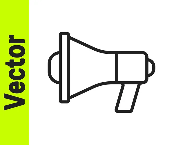 Black line Megaphone icon isolated on white background. Speaker sign. Vector — Stock Vector