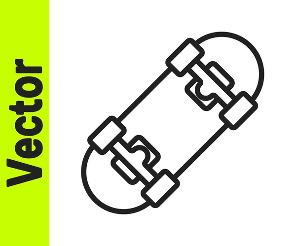 Ligne noire icône Skateboard isolé sur fond blanc. Le sport extrême. Équipement sportif. Vecteur — Image vectorielle