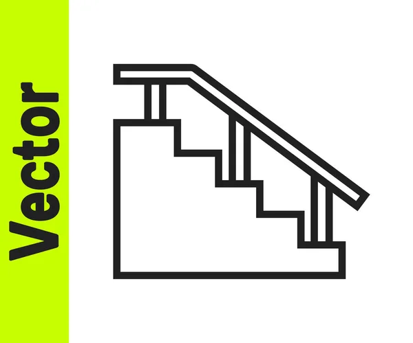 Ligne noire Escaliers de skateboard avec icône de rail isolé sur fond blanc. Vecteur — Image vectorielle