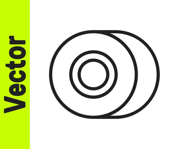 Ligne noire icône de roue de planche à roulettes isolé sur fond blanc. Roue à roulettes. Vecteur — Image vectorielle