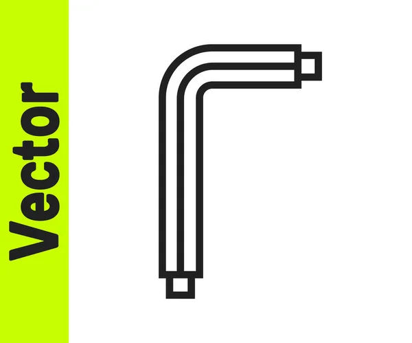 Línea negra Herramienta allen keys icono aislado sobre fondo blanco. Vector — Archivo Imágenes Vectoriales