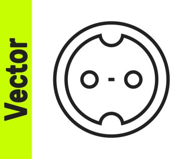 Siyah çizgi elektrik çıkış simgesi beyaz arkaplanda izole edildi. Elektrik prizi. Rosette sembolü. Vektör