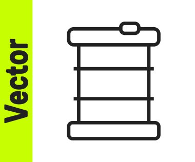 Varil simgesindeki siyah çizgi radyoaktif atık beyaz arka planda izole edildi. Zehirli atık fıçısı. Radyoaktif atık emisyonları, çevre kirliliği. Vektör