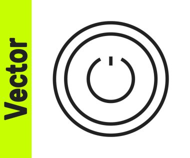 Beyaz arkaplanda siyah çizgi güç simgesi izole edildi. Başlat işareti. Vektör