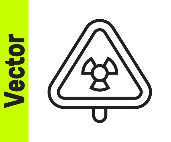 Signo de triángulo de línea negra con icono de símbolo de radiación aislado sobre fondo blanco. Vector — Vector de stock