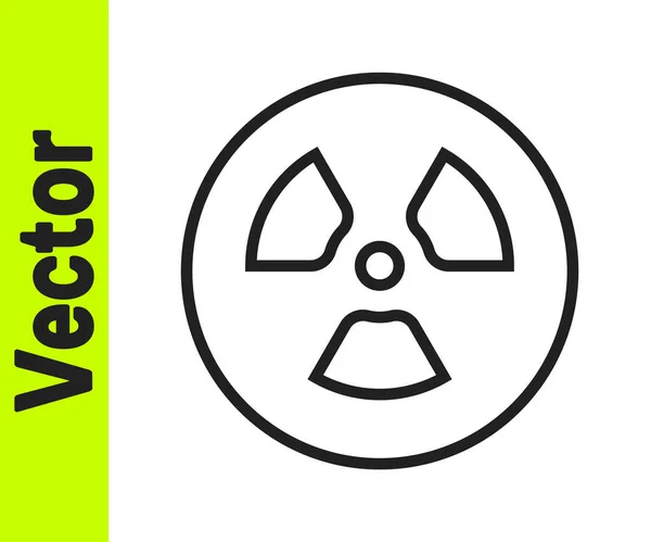 Černá čára Radioaktivní ikon izolované na bílém pozadí. Radioaktivní toxický symbol. Značka radiačního rizika. Vektor — Stockový vektor