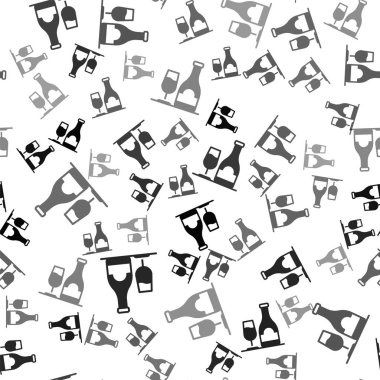 Beyaz zemin üzerinde cam ikon izole edilmiş siyah şarap şişesi. Vektör