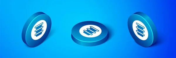 Isometric Bowl icon isolated on blue background. Blue circle button. Vector — Stock Vector