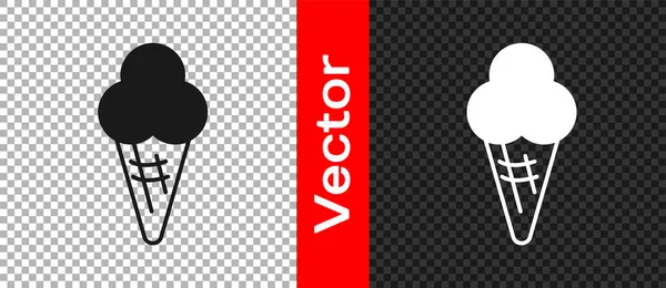 Black Ice in Waffelkegel Symbol isoliert auf transparentem Hintergrund. Süßes Symbol. Vektor — Stockvektor