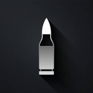 Gümüş Kurşun ikonu siyah arkaplanda izole edildi. Uzun gölge tarzı. Vektör