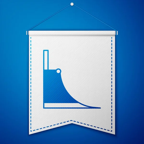 蓝色滑板公园图标孤立在蓝色背景。一套斜坡，滚轮，滑雪场的楼梯。极限运动。白旗模板。B.病媒 — 图库矢量图片