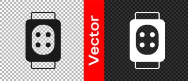 Siyah dizlik simgesi şeffaf arkaplanda izole edildi. Olağanüstü bir spor. Kaykay, bisiklet, paten kayma koruyucu giysi. Vektör
