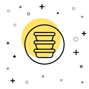 Siyah çizgi bovling ikonu beyaz arkaplanda izole edildi. Rastgele dinamik şekiller. Vektör