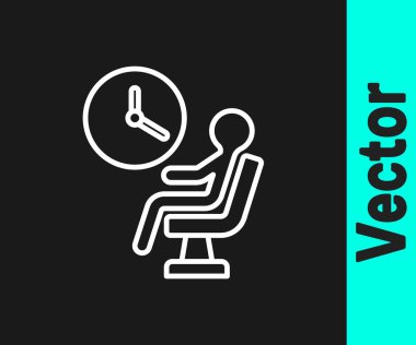 Havaalanı terminalinde beyaz çizgi insan bekliyor. Siyah arka planda izole edilmiş. Vektör