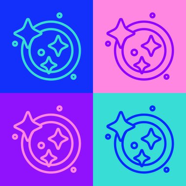 Pop sanat serisi bulaşık yıkama ikonu renk arkaplanda izole edilmiş. Bulaşık yıkama ikonu. Bulaşık makinesi tabelası. Masa takımı tabelası temiz. Vektör