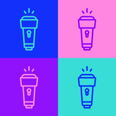 Pop Art Line Flashlight simgesi renk arkaplanında izole edildi. Vektör
