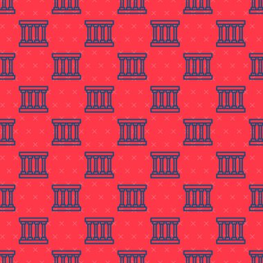 Mavi çizgi Cezaevi pencere simgesi kırmızı arkaplanda izole edilmiş. Vektör