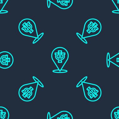 Yeşil çizgi psikoloji ikonu mavi arka planda kusursuz desen izole etti. Psi sembolü. Akıl sağlığı konsepti, psikanaliz analizi ve psikoterapi. Vektör