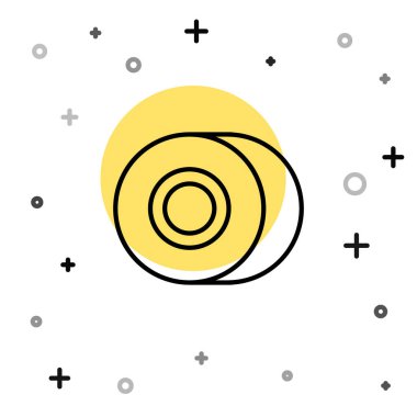 Siyah çizgi kaykay tekeri simgesi beyaz arkaplanda izole edildi. Kaykay tekerleği. Rastgele dinamik şekiller. Vektör