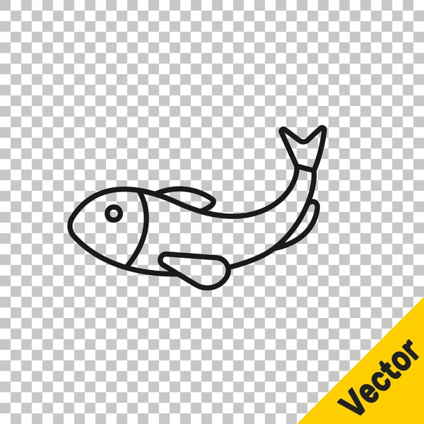 Línea negra Icono de pescado seco aislado sobre fondo transparente. Vector — Vector de stock