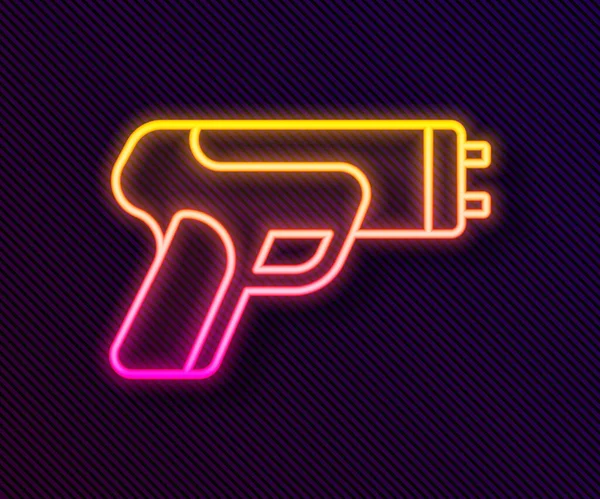 Glowing neon line Police electric shocker icon isolated on black background. Shocker for protection. Taser is an electric weapon. Vector — Stock Vector