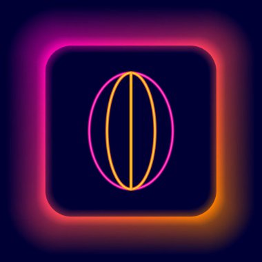 Parlayan neon hattı rugby topu simgesi siyah arkaplanda izole edildi. Renkli taslak konsepti. Vektör