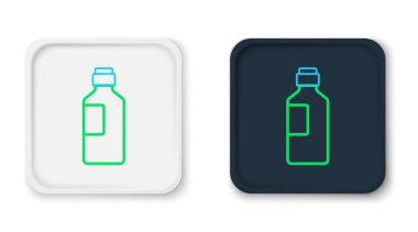 Beyaz arka planda izole edilmiş bir şişe su. Soda su içme tabelası. Renkli taslak konsepti. Vektör