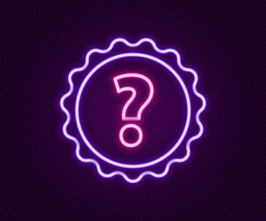 Parlayan neon çizgisi Soru işareti simgesi siyah arkaplanda izole edildi. SSS işareti. Dosyaları kopyala, konuşma balonu ve grafiğini çıkar. Renkli taslak konsepti. Vektör