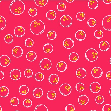 Line Bowling ball icon isolated seamless pattern on red background. Sport equipment. Vector