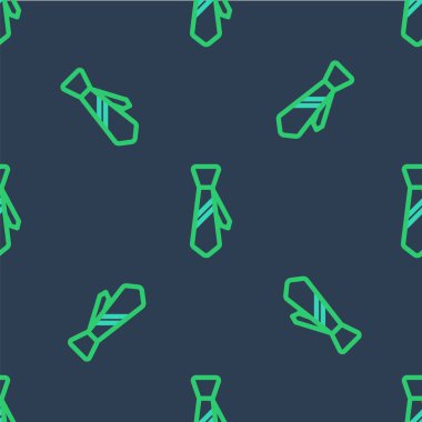 Line Tie icon isolated seamless pattern on blue background. Necktie and neckcloth symbol. Vector