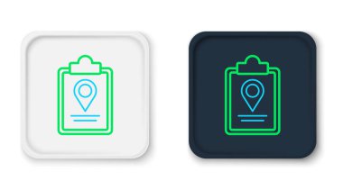 Beyaz arkaplanda konum imleci simgesi izole edilmiş çizgi haritası. Renkli taslak konsepti. Vektör