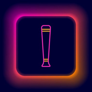 Parlayan neon hattı Polis kauçuk çubuk ikonu siyah arka planda izole edildi. Kauçuk copu. Polis yarasası. Polis ekipmanları. Renkli taslak konsepti. Vektör