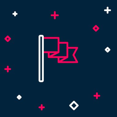 Satır Bayrağı simgesi mavi arkaplanda izole edildi. Yer belirleyici sembol. Renkli taslak konsepti. Vektör