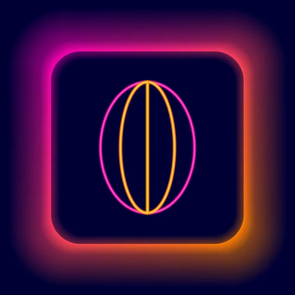 Gloeiende neon lijn Rugby bal pictogram geïsoleerd op zwarte achtergrond. Kleurrijk concept. Vector — Stockvector