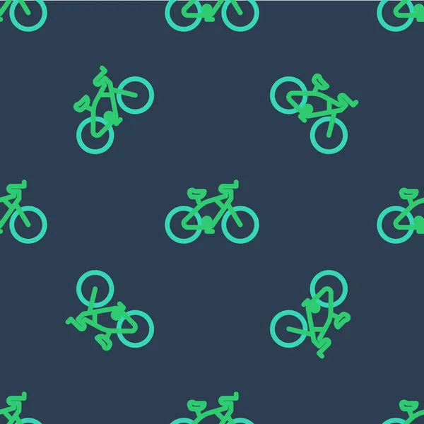 Line Bicycle icon isolated seamless pattern on blue background. Bike race. Extreme sport. Sport equipment. Vector — Vector de stock