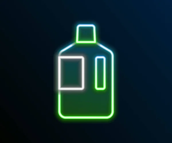 Leuchtende Leuchtschrift Große Flasche mit klarem Wasser-Symbol isoliert auf schwarzem Hintergrund. Kunststoffbehälter für den Kühler. Buntes Rahmenkonzept. Vektor — Stockvektor