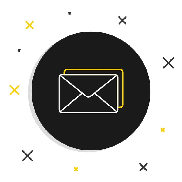 Ícone de envelope de linha isolado no fundo branco. Símbolo da letra da mensagem de email. Conceito de esboço colorido. Vetor — Vetor de Stock