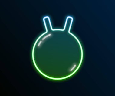 Parlayan neon çizgisi Kettlebell simgesi siyah arkaplanda izole edildi. Spor malzemeleri. Renkli taslak konsepti. Vektör