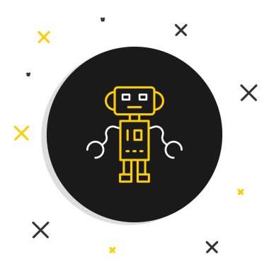 Çizgi Robotu oyuncak simgesi beyaz arkaplanda izole edildi. Renkli taslak konsepti. Vektör