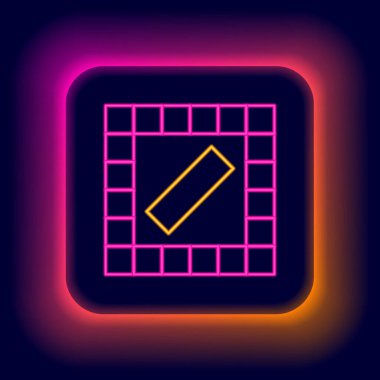 Parlayan neon çizgi oyun simgesi siyah arkaplanda izole edildi. Renkli taslak konsepti. Vektör