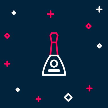 Çizgi müzik aleti Balalaika simgesi mavi arkaplanda izole edildi. Renkli taslak konsepti. Vektör