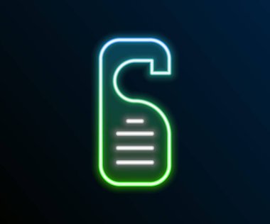 Parlayan neon hattı Lütfen siyah arkaplanda izole edilmiş simgeyi rahatsız etmeyin. Otel Kapısı Askısı Etiketleri. Renkli taslak konsepti. Vektör