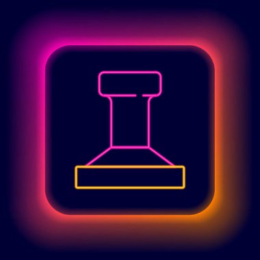 Parlayan neon hattı pul simgesi siyah arkaplanda izole edildi. Renkli taslak konsepti. Vektör