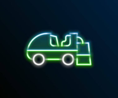 Glowing neon line Ice resurfacer icon isolated on black background. Ice resurfacing machine on rink. Cleaner for ice rink and stadium. Colorful outline concept. Vector