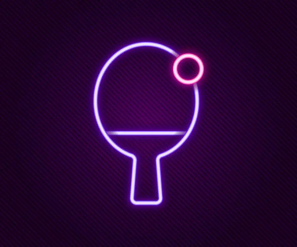 Raquete de linha de néon brilhante para jogar tênis de mesa ícone isolado no fundo preto. Conceito de esboço colorido. Vetor —  Vetores de Stock